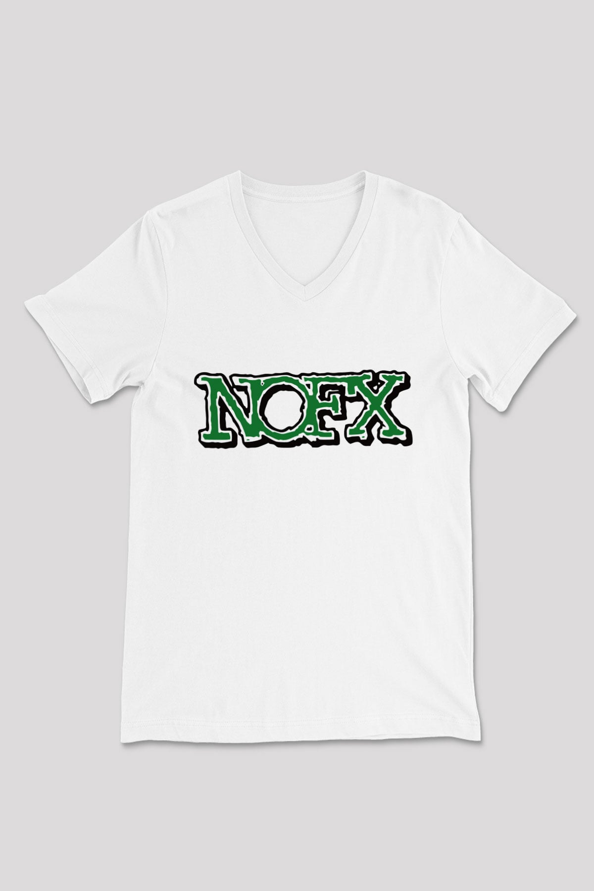 NOFX Beyaz Unisex V Yaka Tişört