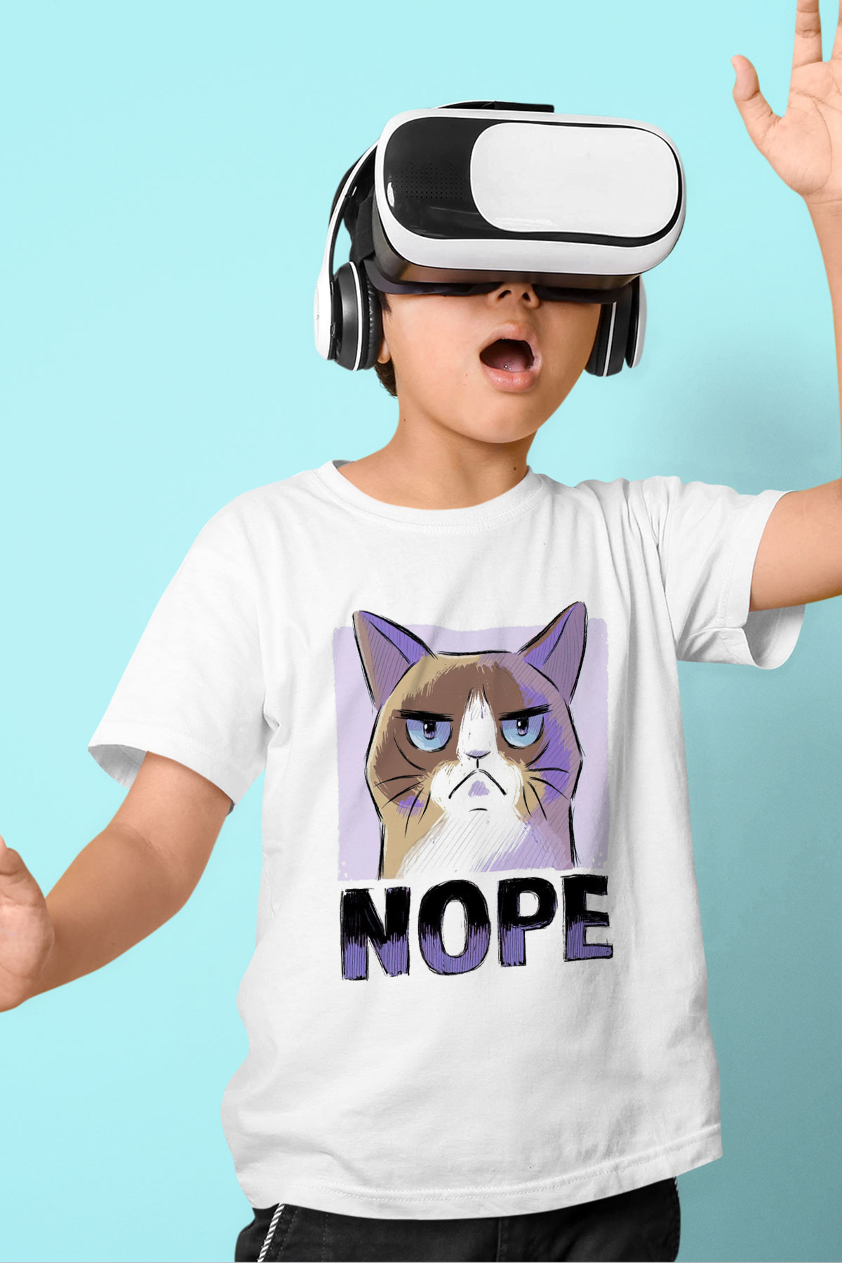 Nope Baskılı Unisex Beyaz  Çocuk Tişört