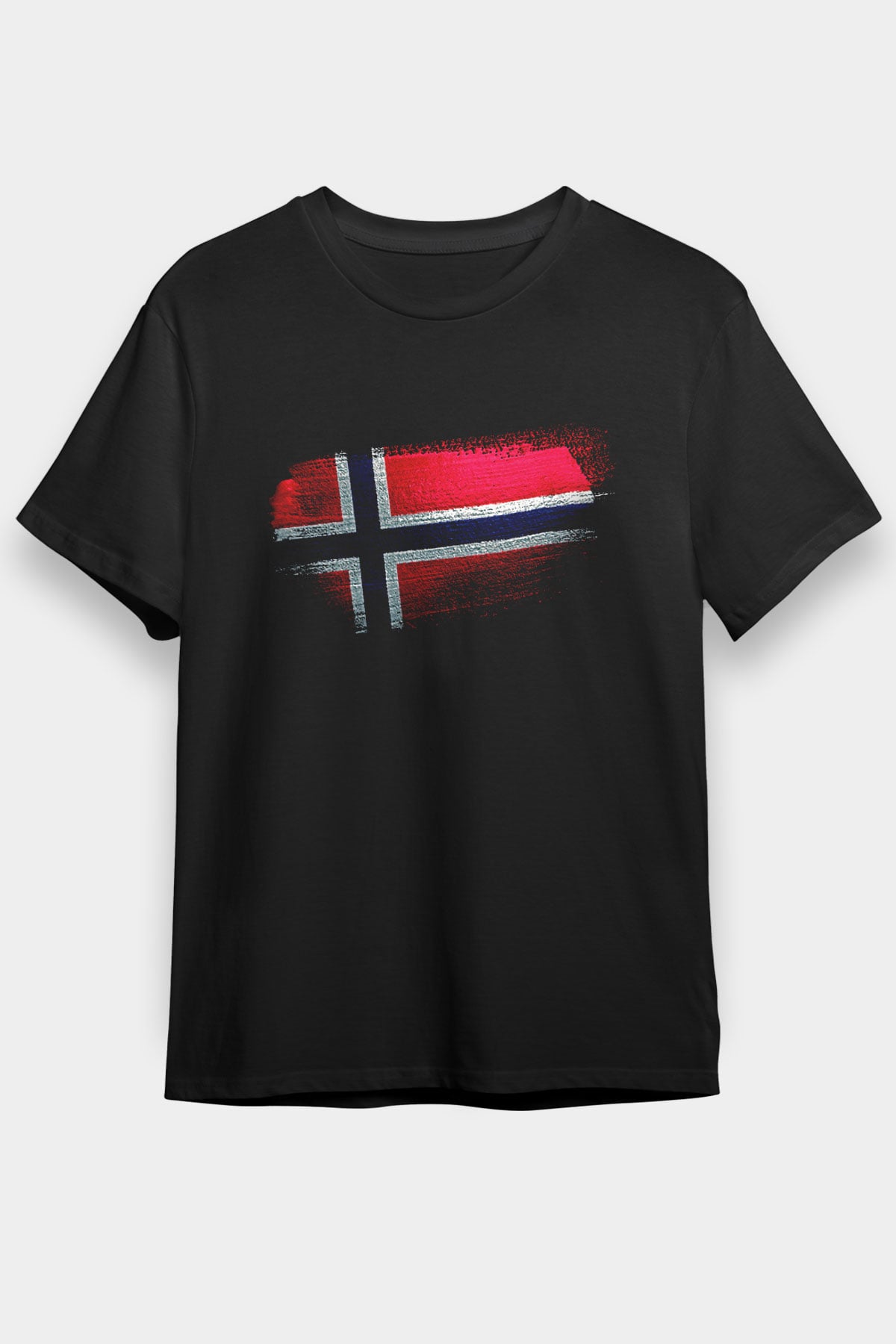 Norveç - Norway Bayrağı Baskılı Unisex Siyah Tişört