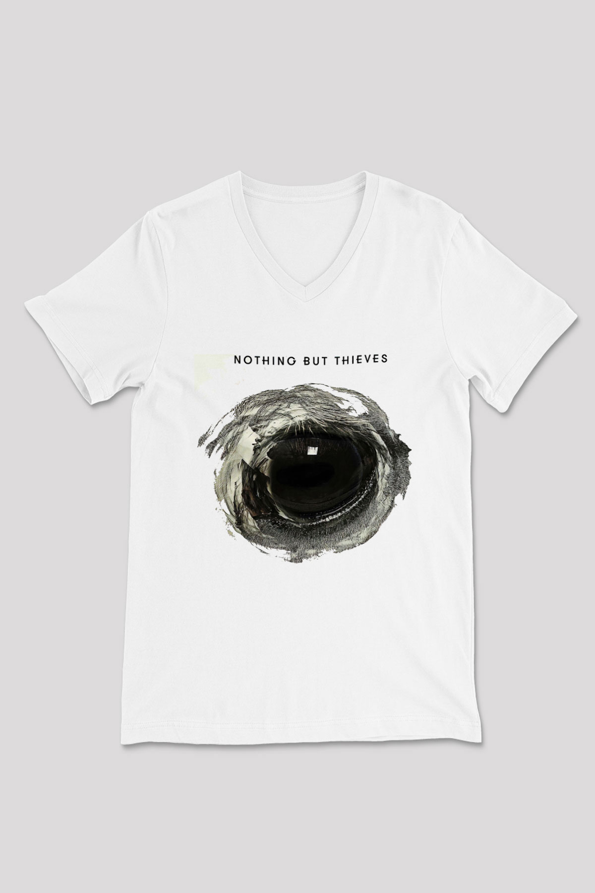 Nothing But Thieves Baskılı Beyaz Unisex V Yaka Tişört - Tshirt