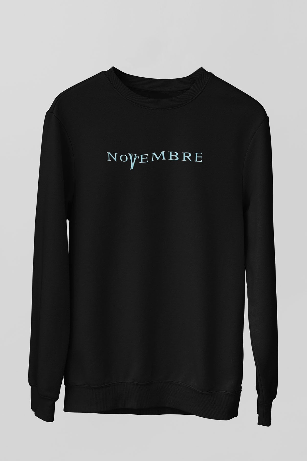 Novembre Baskılı Unisex Siyah Sweatshirt