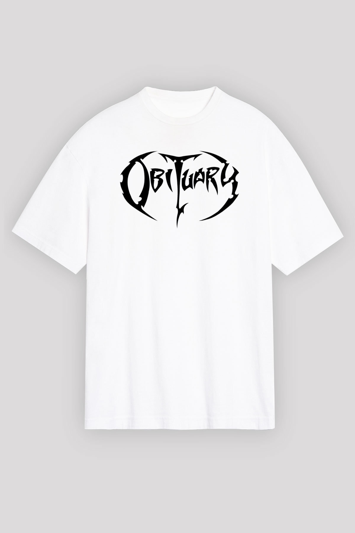 Obituary Beyaz Unisex Oversize Tişört T-Shirt