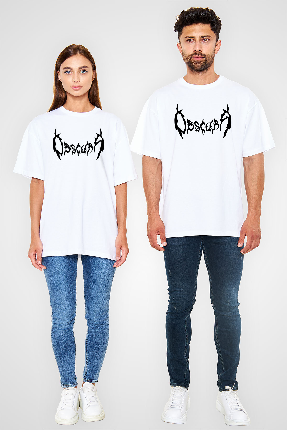 Obscura Beyaz Unisex Oversize Tişört T-Shirt