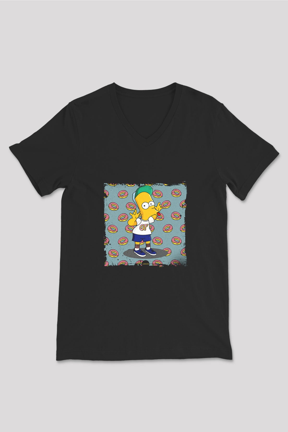 Odd Future Baskılı Unisex Siyah V Yaka Tişört