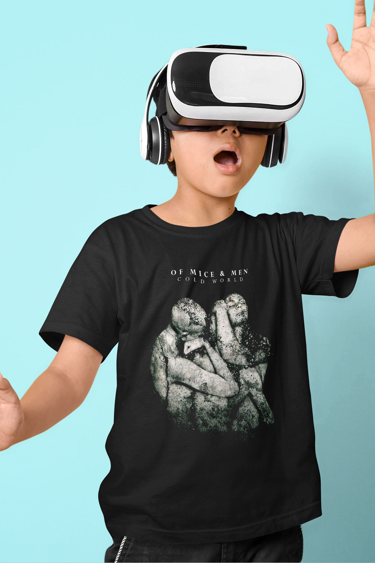 Of Mice and Men Baskılı Siyah Unisex Çocuk Tişört