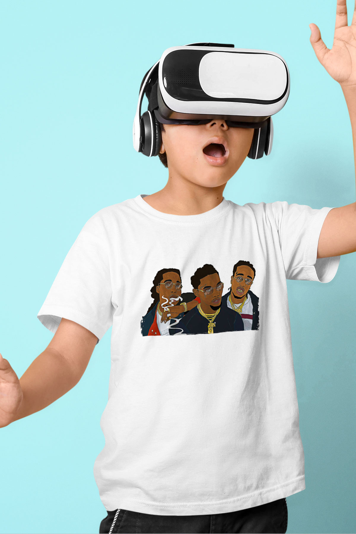 Offset Baskılı Beyaz Unisex Beyaz Çocuk Tişört - Tshirt