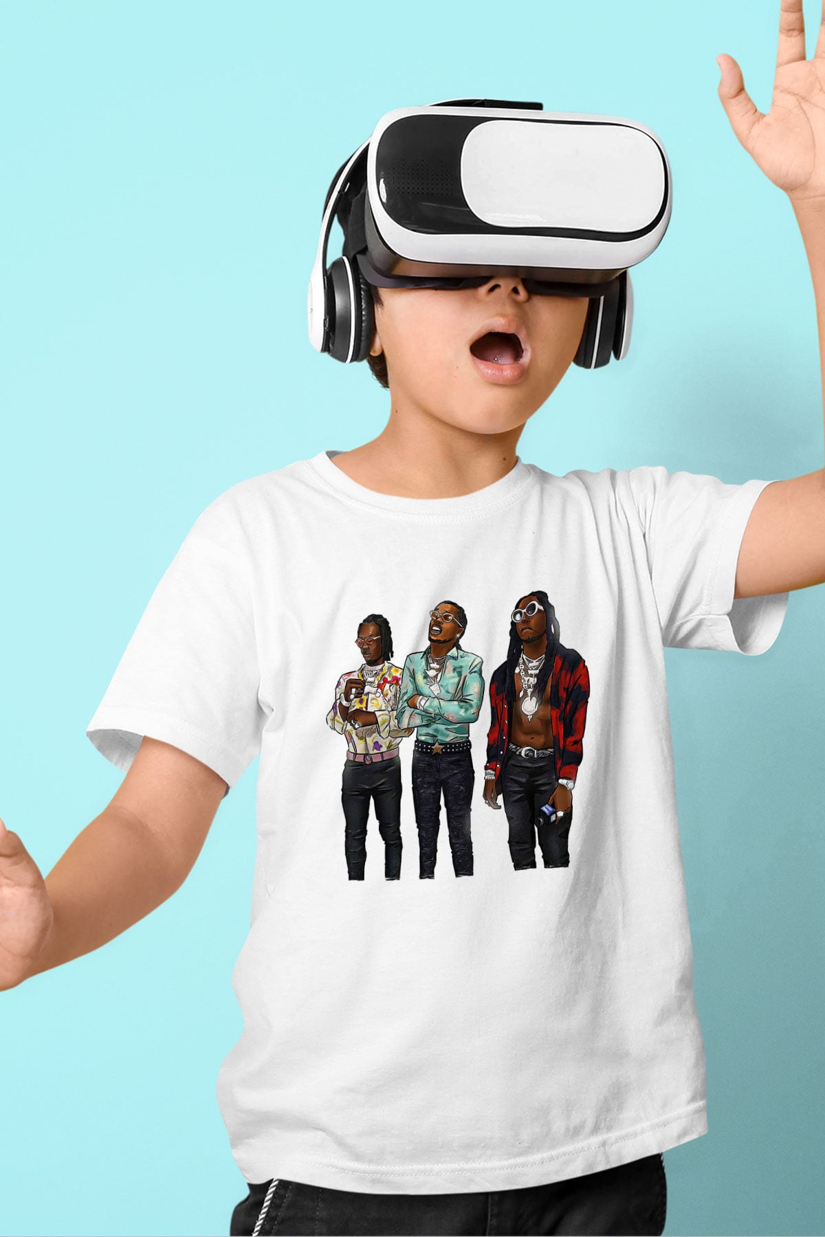 Offset Baskılı Beyaz Unisex Beyaz Çocuk Tişört - Tshirt