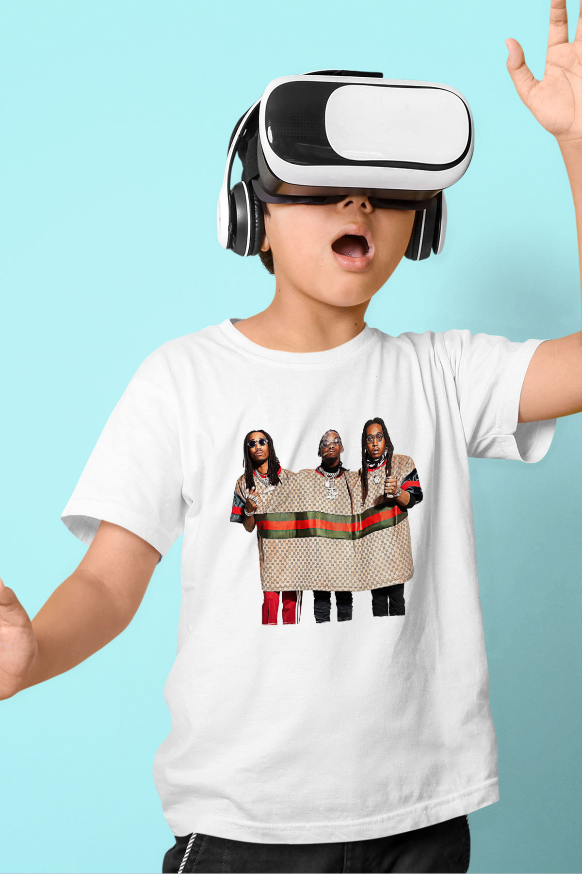 Offset Baskılı Beyaz Unisex Beyaz Çocuk Tişört - Tshirt