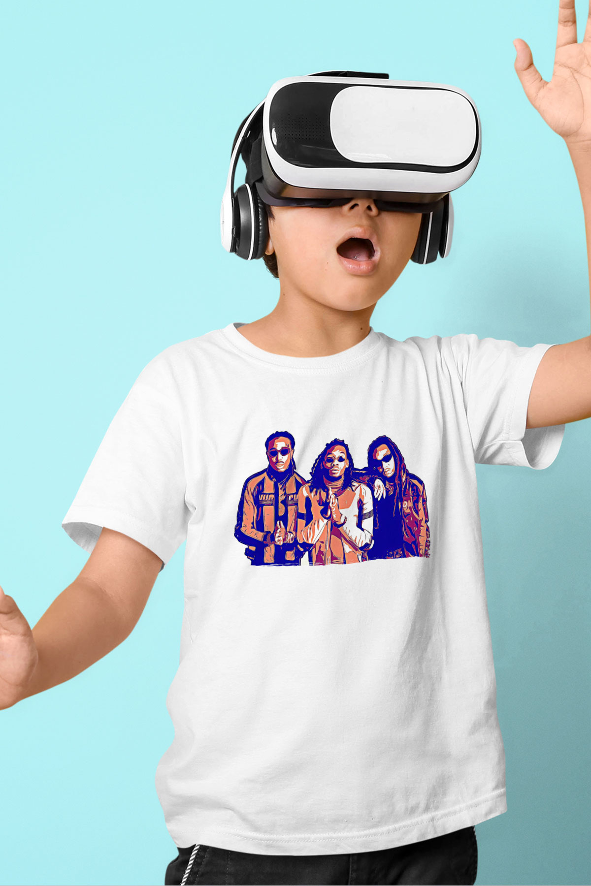 Offset Baskılı Beyaz Unisex Beyaz Çocuk Tişört - Tshirt