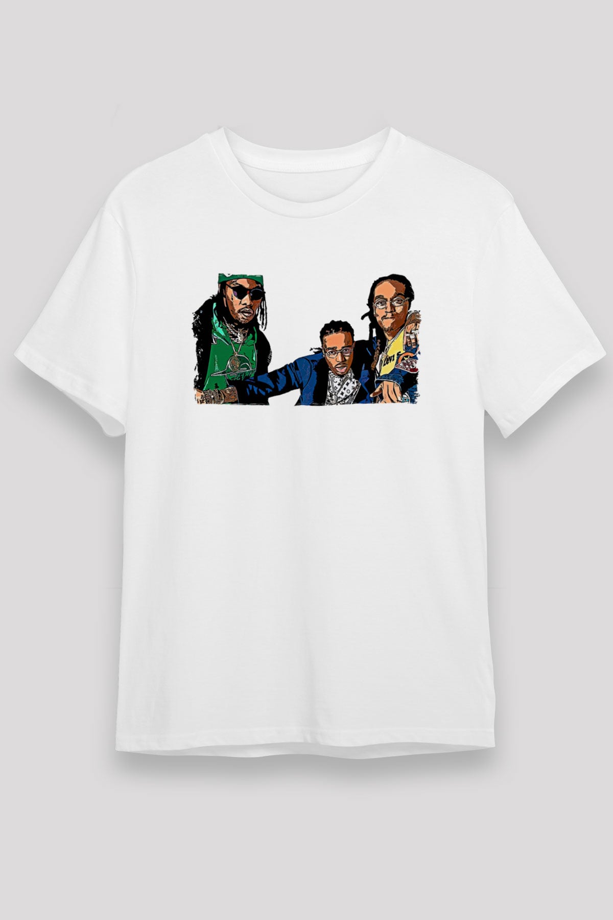 Offset Baskılı Unisex Beyaz Tişört - Tshirt