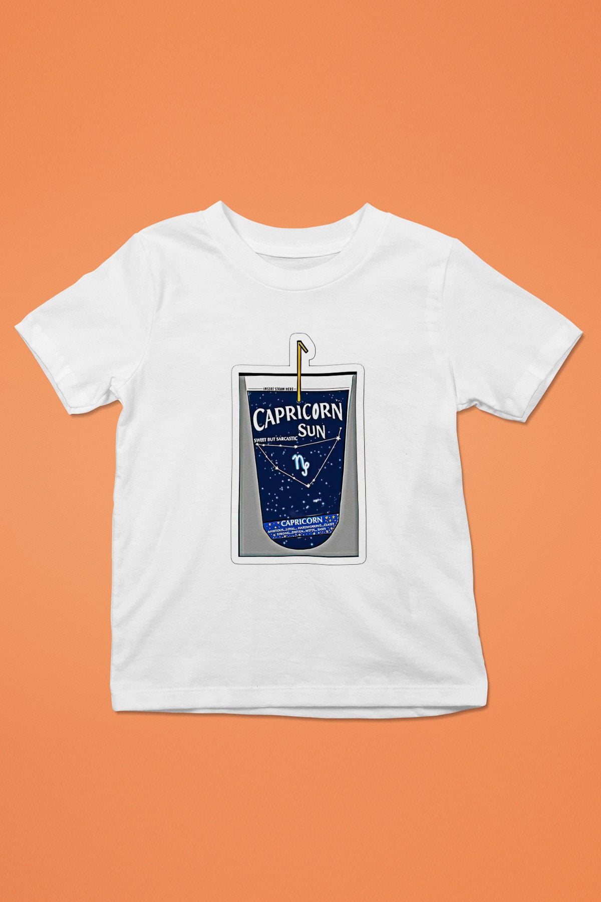 Oğlak Burcu Baskılı Beyaz Unisex Beyaz Çocuk Tişört - Tshirt