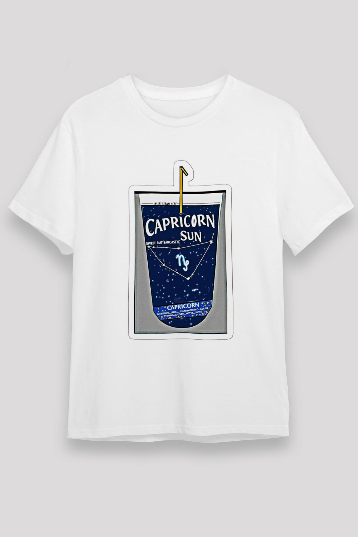 Oğlak Burcu Unisex Baskılı Beyaz Tişört - Tshirt