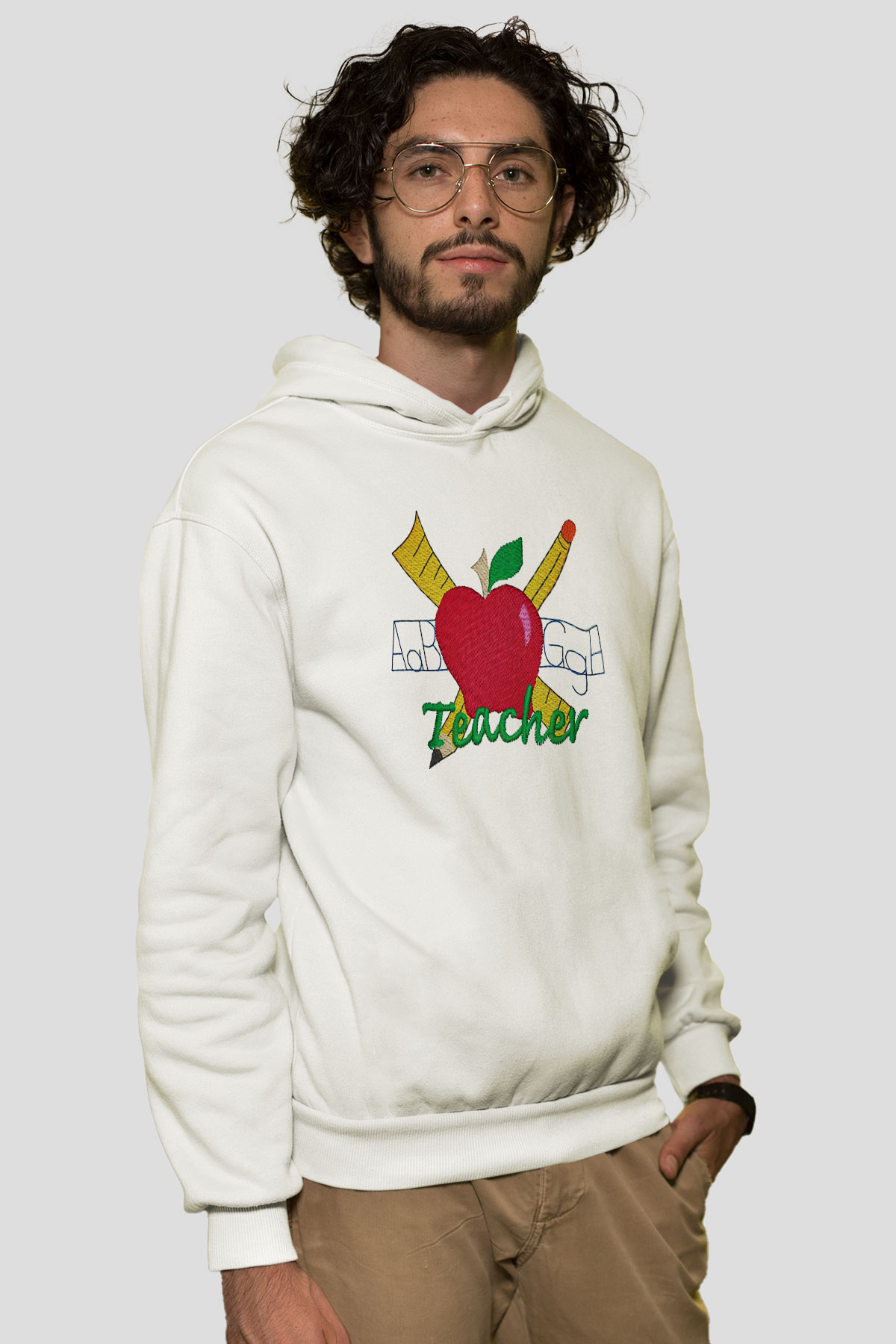 Öğretmen Beyaz Unisex Hoodie