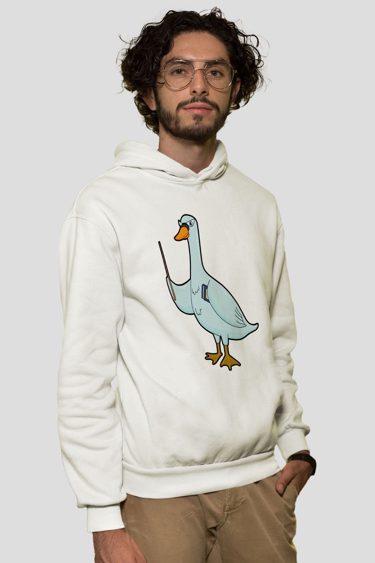 Öğretmen Beyaz Unisex Kapüşonlu Sweatshirt