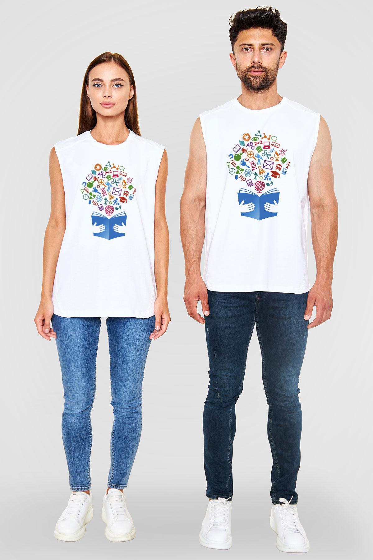Öğretmen Beyaz Unisex Kolsuz Tişört