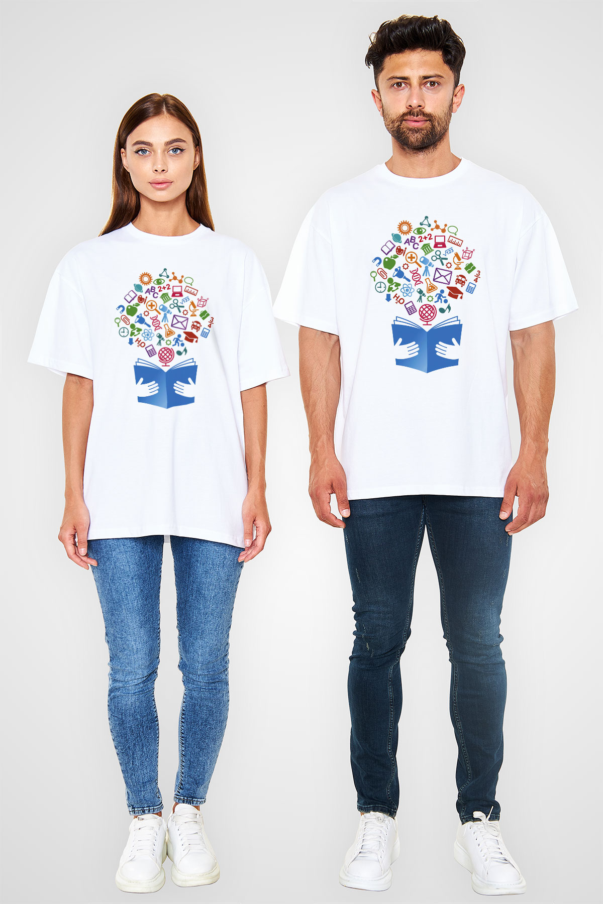 Öğretmen Beyaz Unisex Oversize Tişört T-Shirt