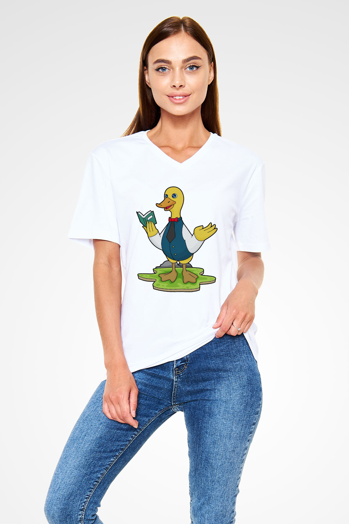 Öğretmen Beyaz Unisex V Yaka Tişört
