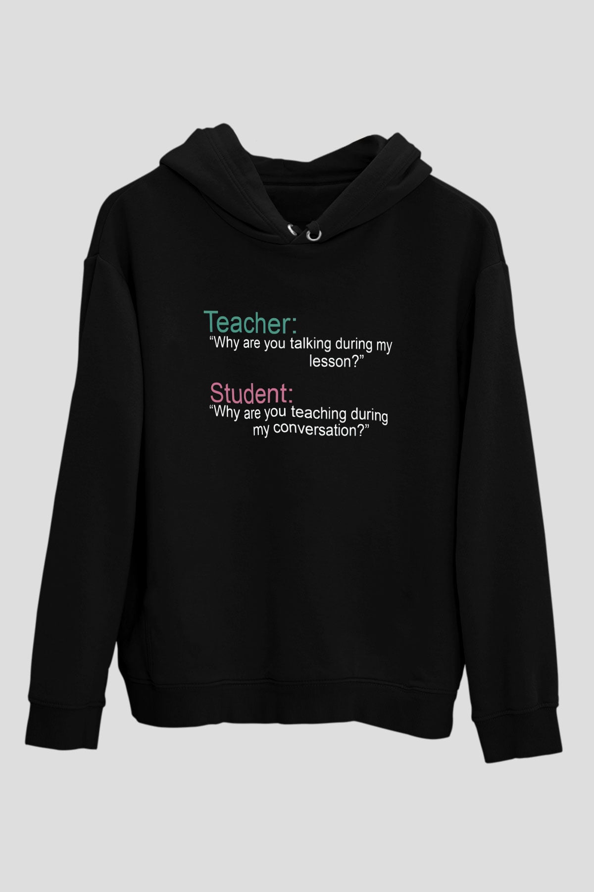 Öğretmen Siyah Unisex Kapşonlu Sweatshirt