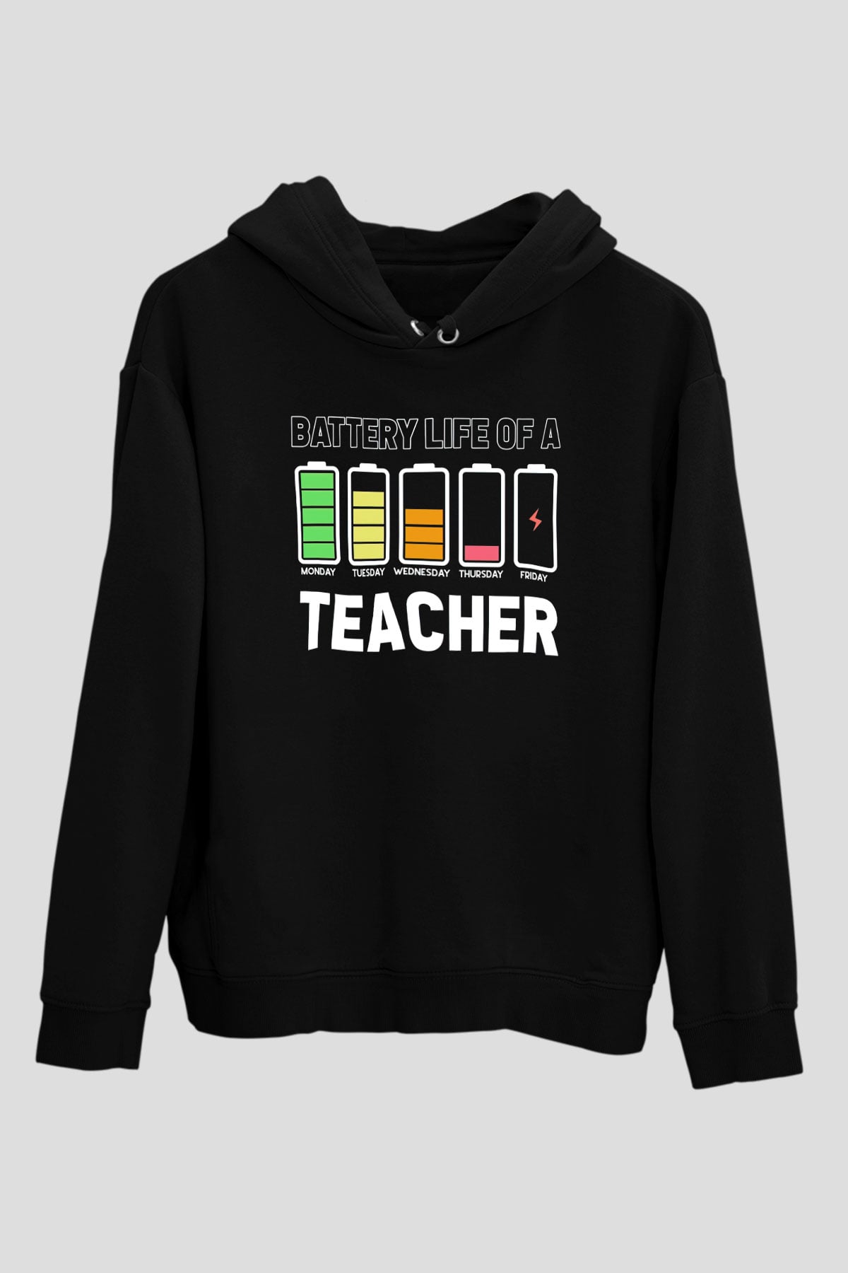 Öğretmen Siyah Unisex Kapüşonlu Sweatshirt