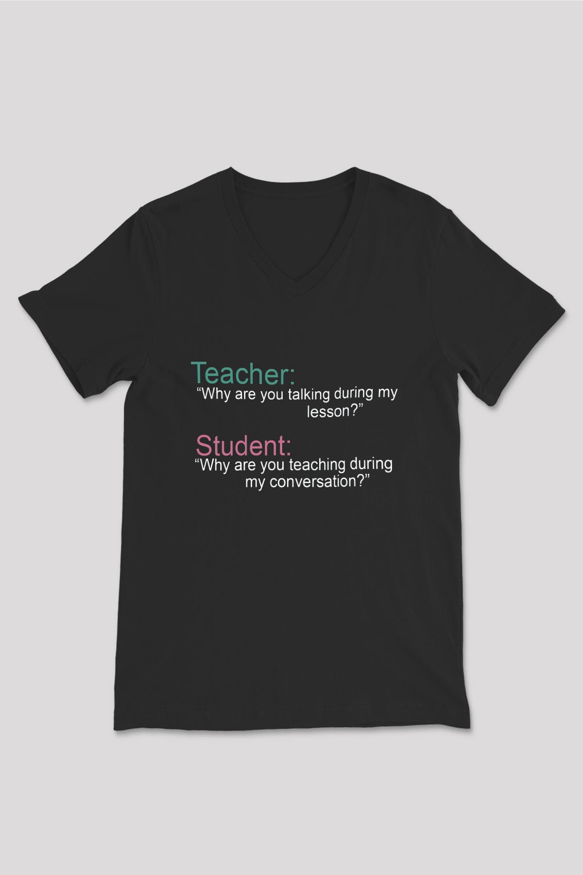 Öğretmen Siyah Unisex V Yaka Tişört T-Shirt