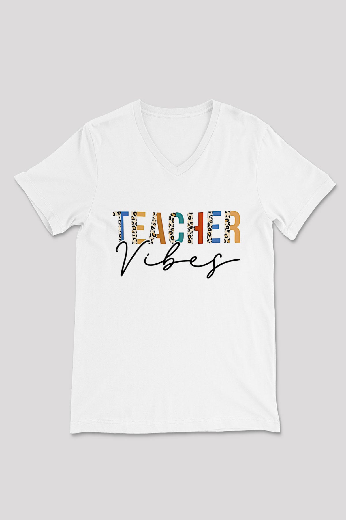 Öğretmenler Günü Baskılı Beyaz Unisex V Yaka Tişört - Tshirt