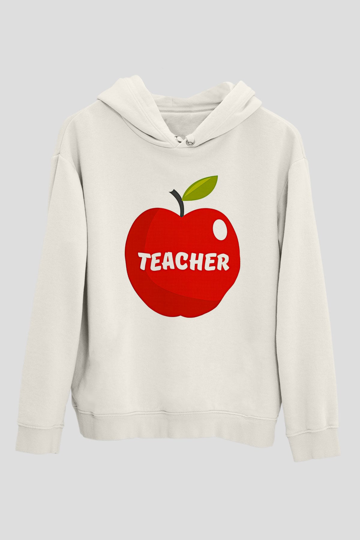 Öğretmenler Günü Baskılı Beyaz Unisex Kapüşonlu Sweatshirt