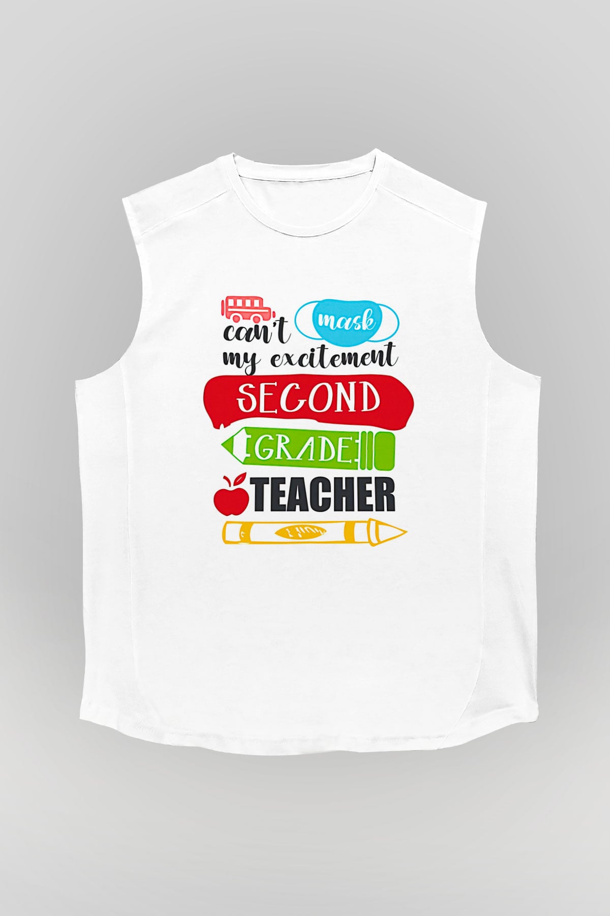 Öğretmenler Günü Baskılı Beyaz Unisex Kolsuz Tişört - Tshirt