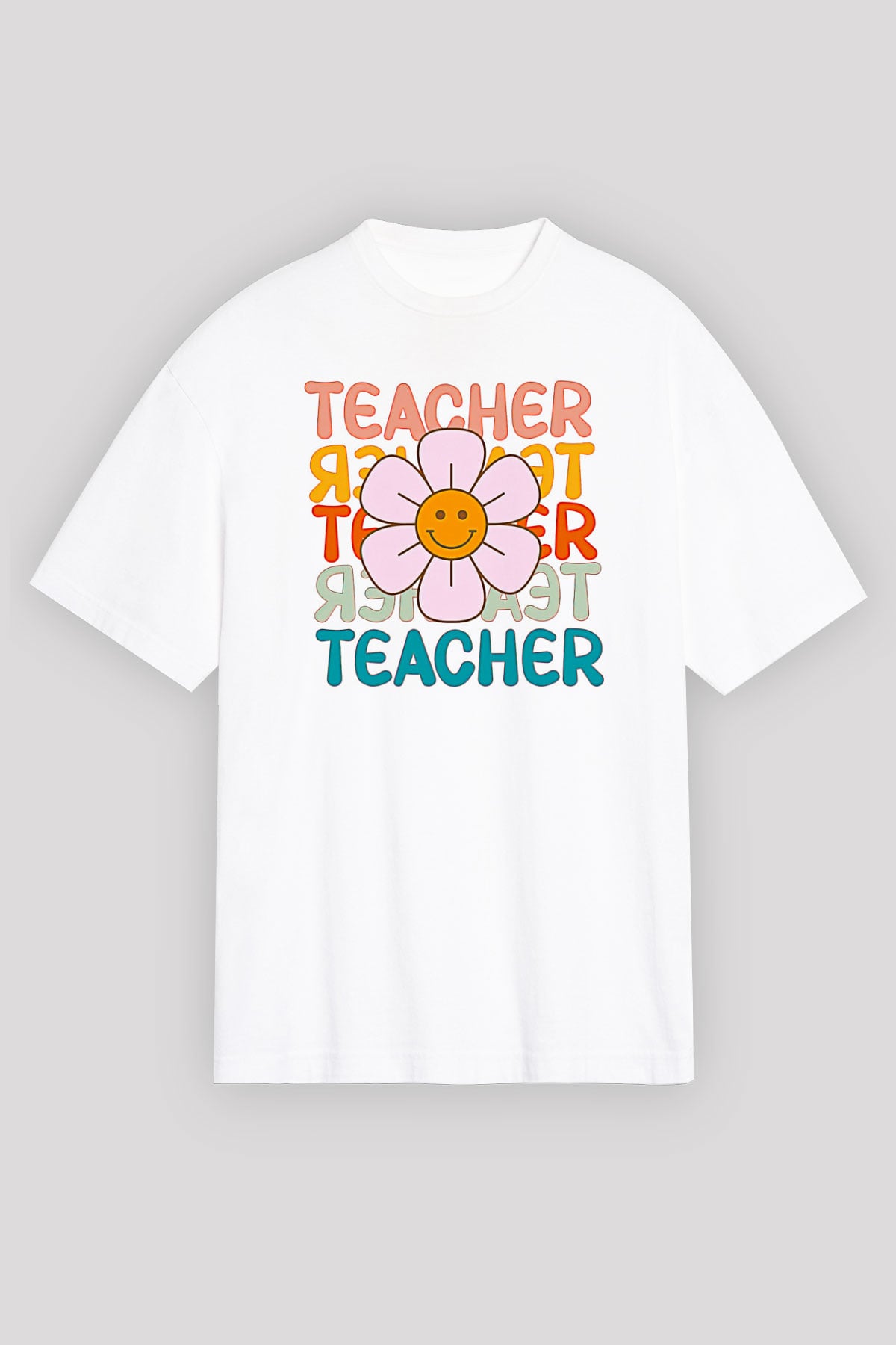 Öğretmenler Günü Baskılı Beyaz Unisex Oversize Tişört - Tshirt