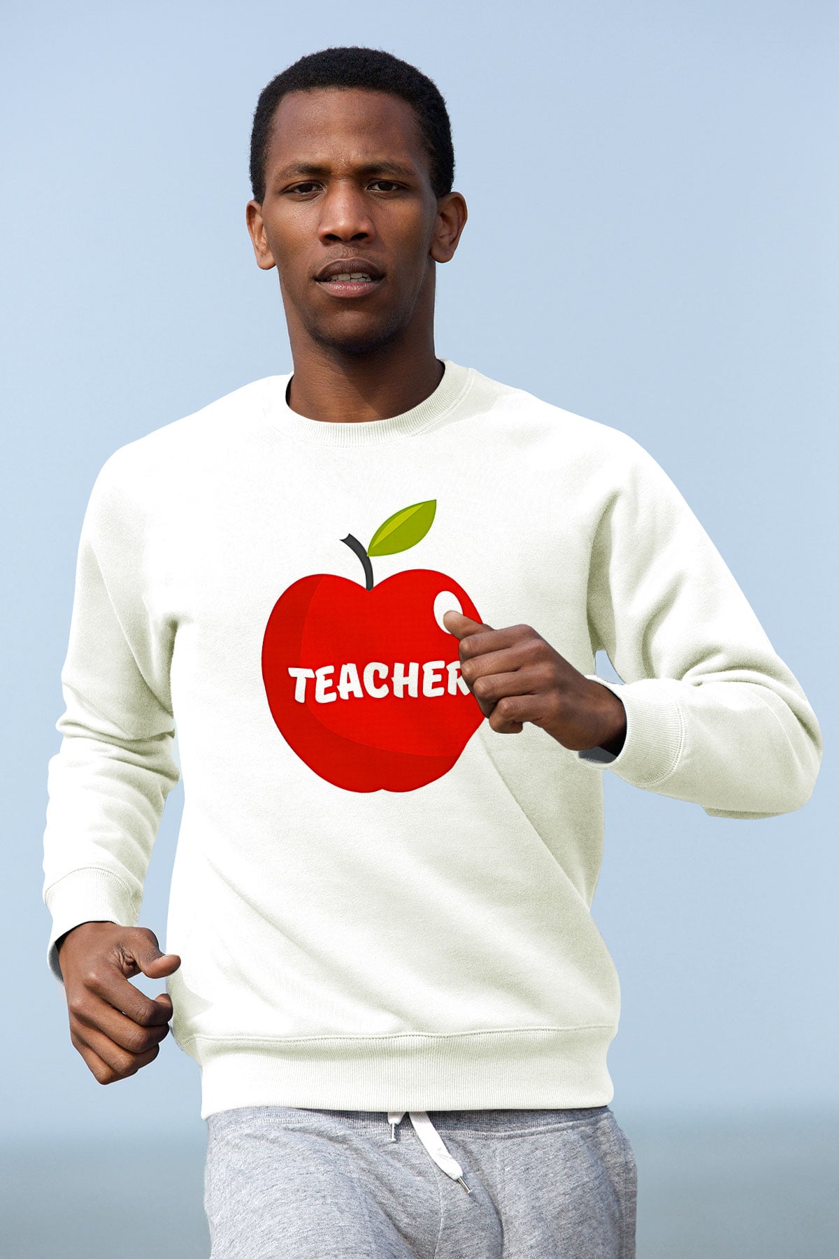 Öğretmenler Günü Baskılı Beyaz Unisex Sweatshirt