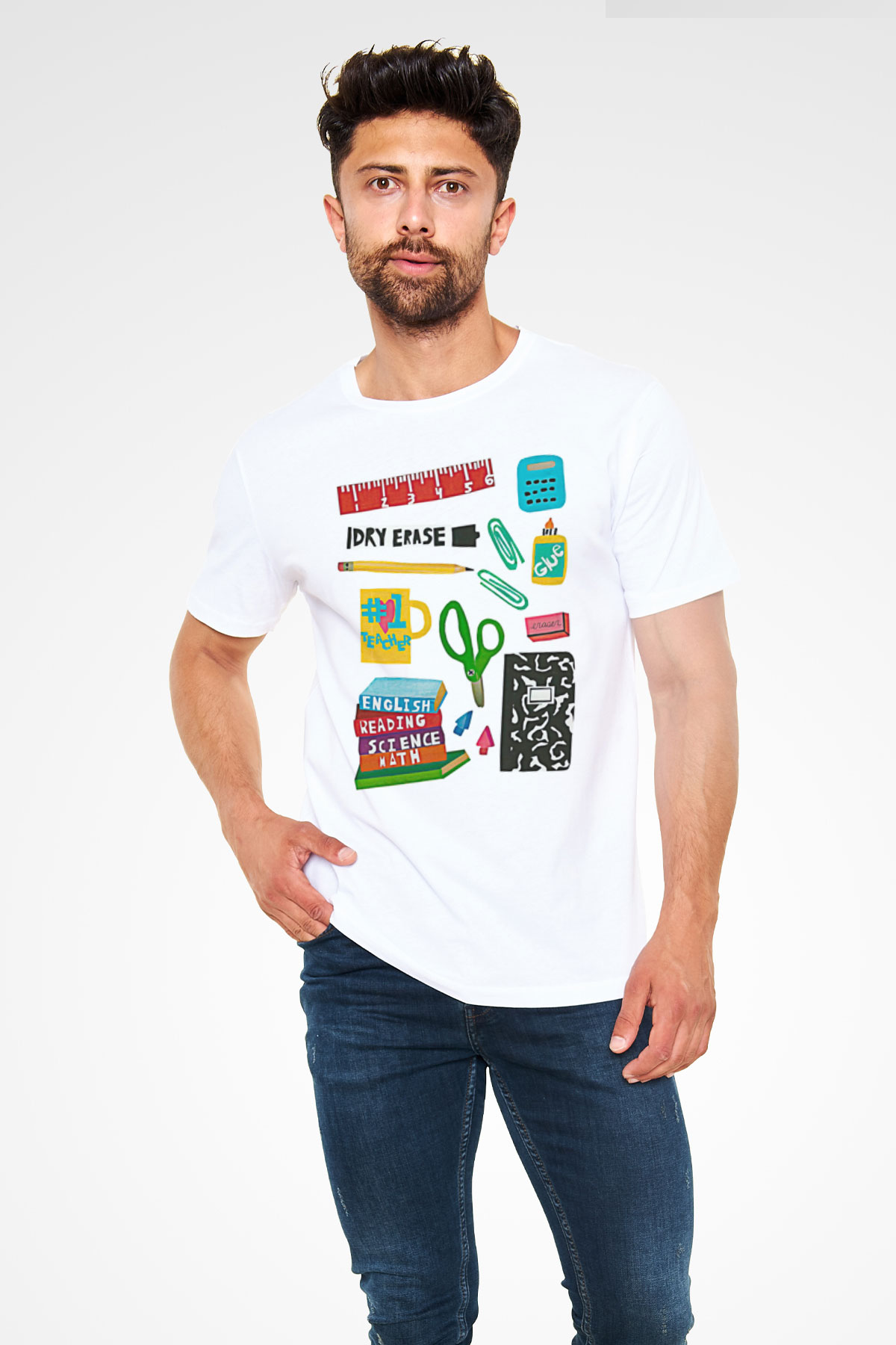 Öğretmenler Günü Baskılı Unisex Beyaz Tişört - Tshirt
