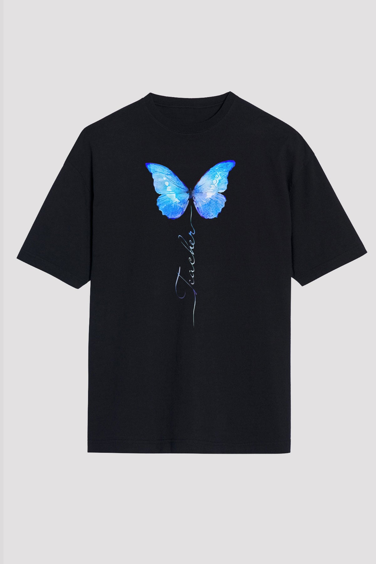 Öğretmenler Günü Baskılı Unisex Siyah Oversize Tişört - Tshirt