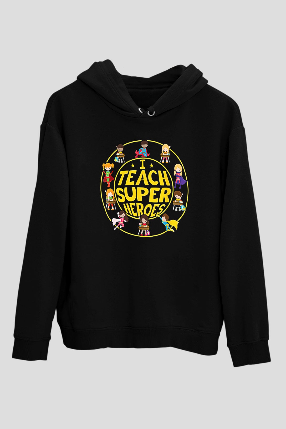 Öğretmenler Günü Baskılı Unisex Siyah Hoodie