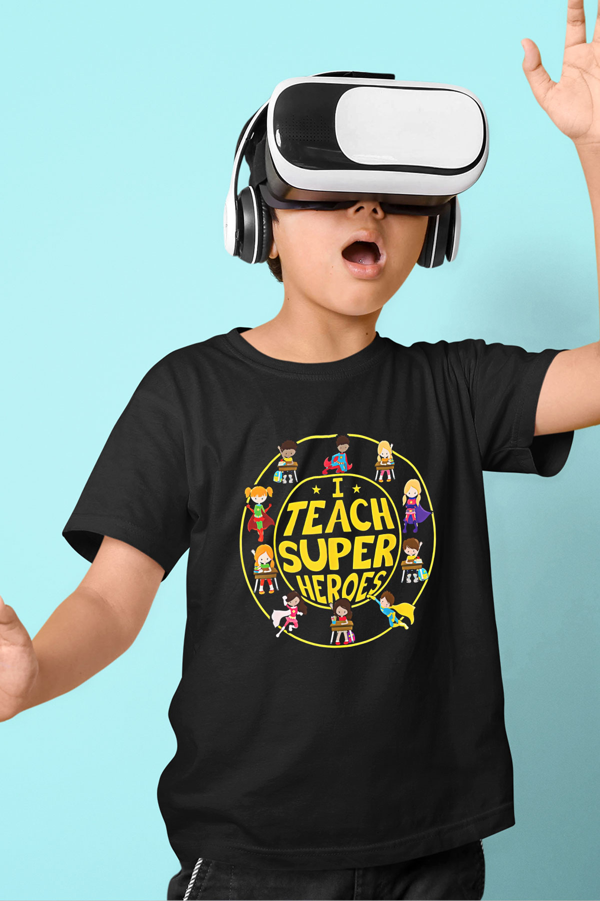 Öğretmenler Günü Baskılı Unisex Siyah Çocuk Tişört - Tshirt