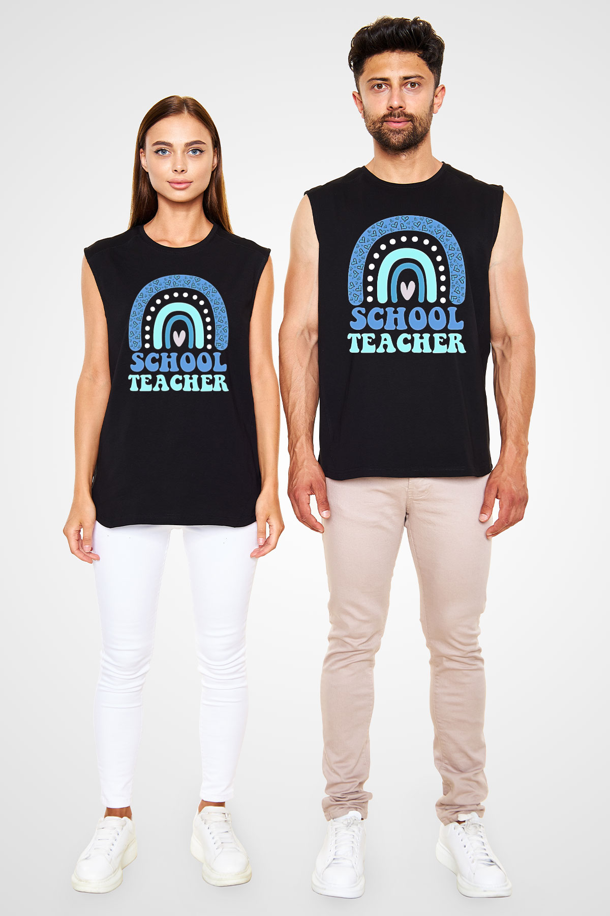 Öğretmenler Günü Baskılı Unisex Siyah Kolsuz Tişört - Tshirt