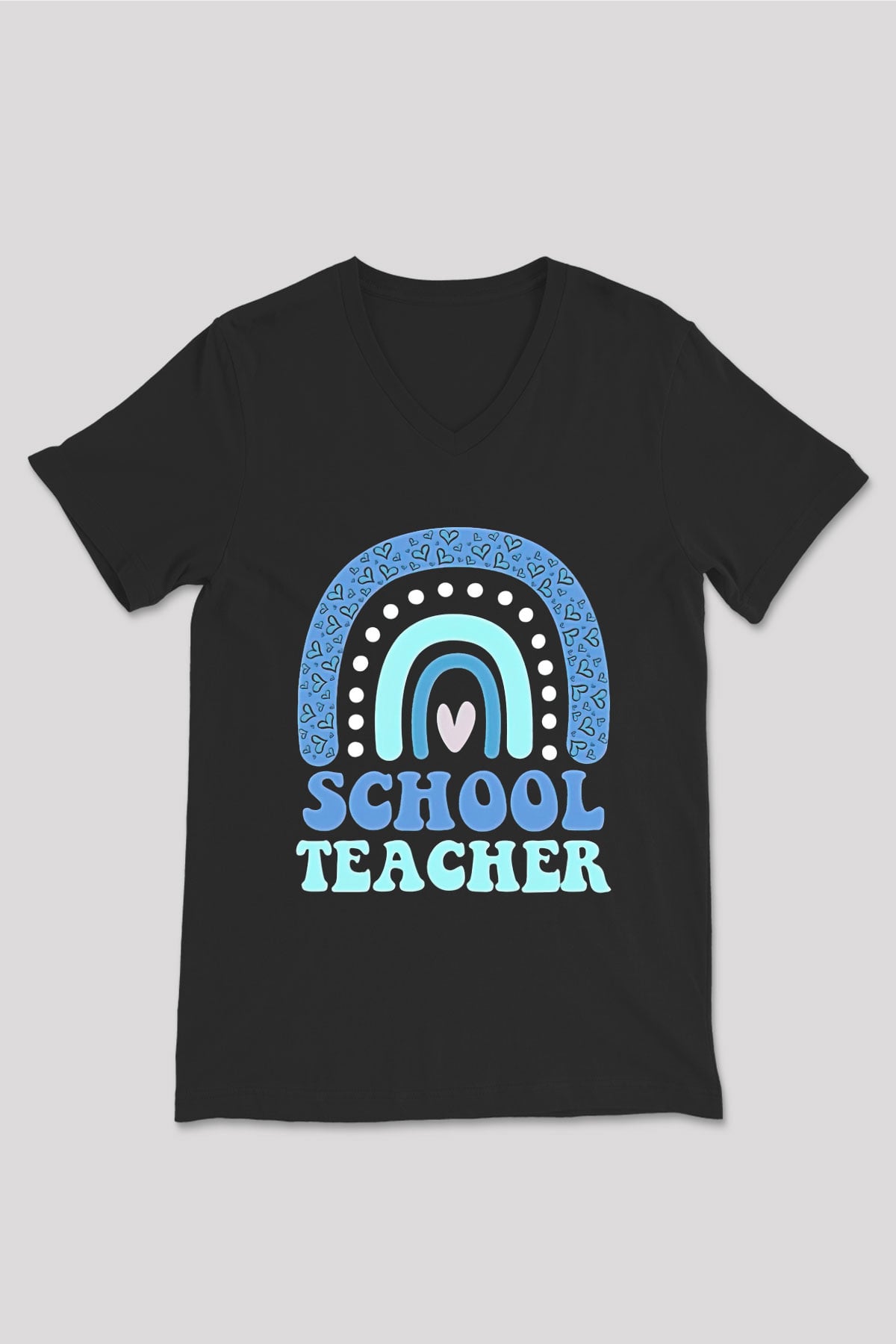 Öğretmenler Günü Baskılı Unisex Siyah V Yaka Tişört - Tshirt