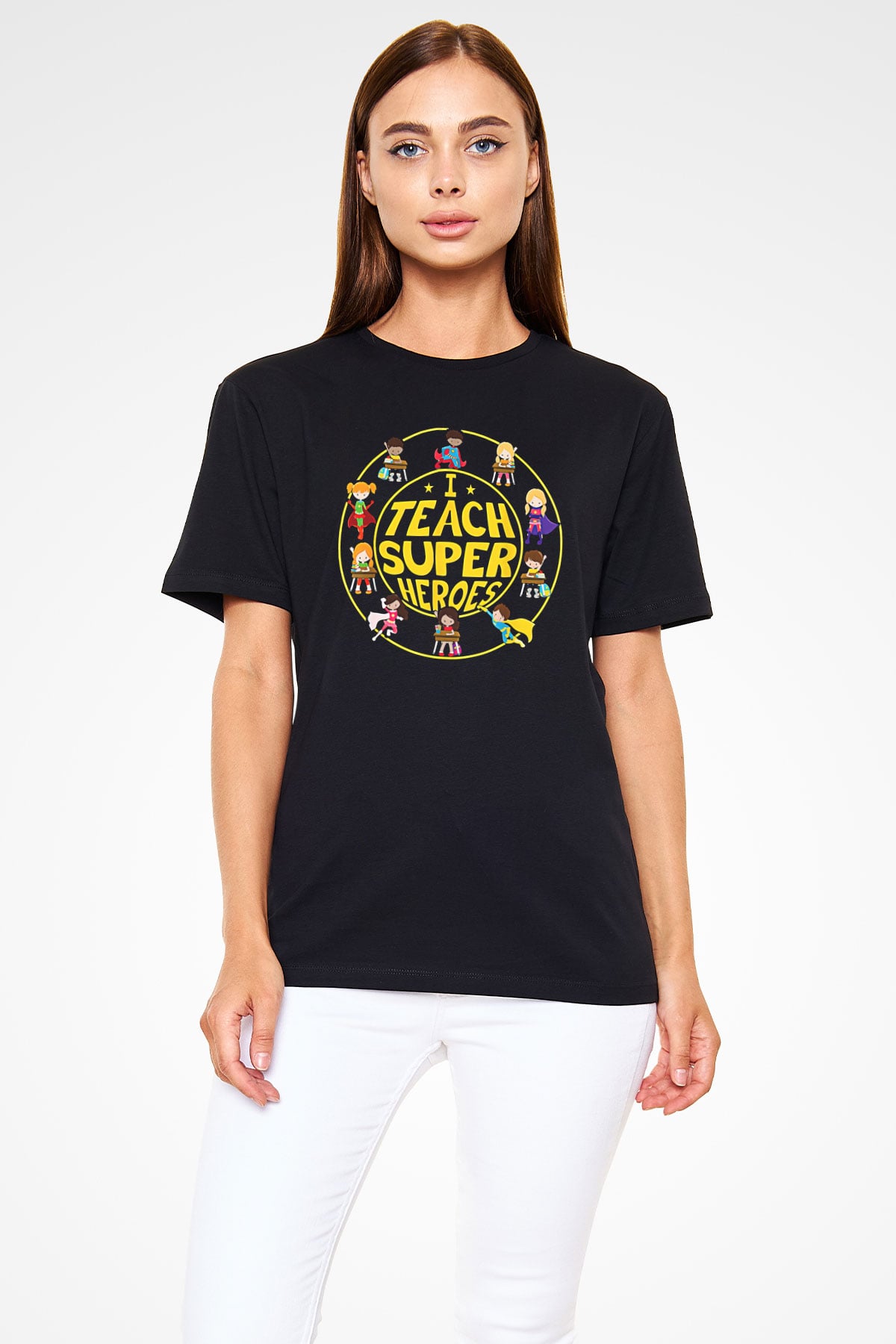 Öğretmenler Günü Baskılı Unisex Siyah Tişört - Tshirt