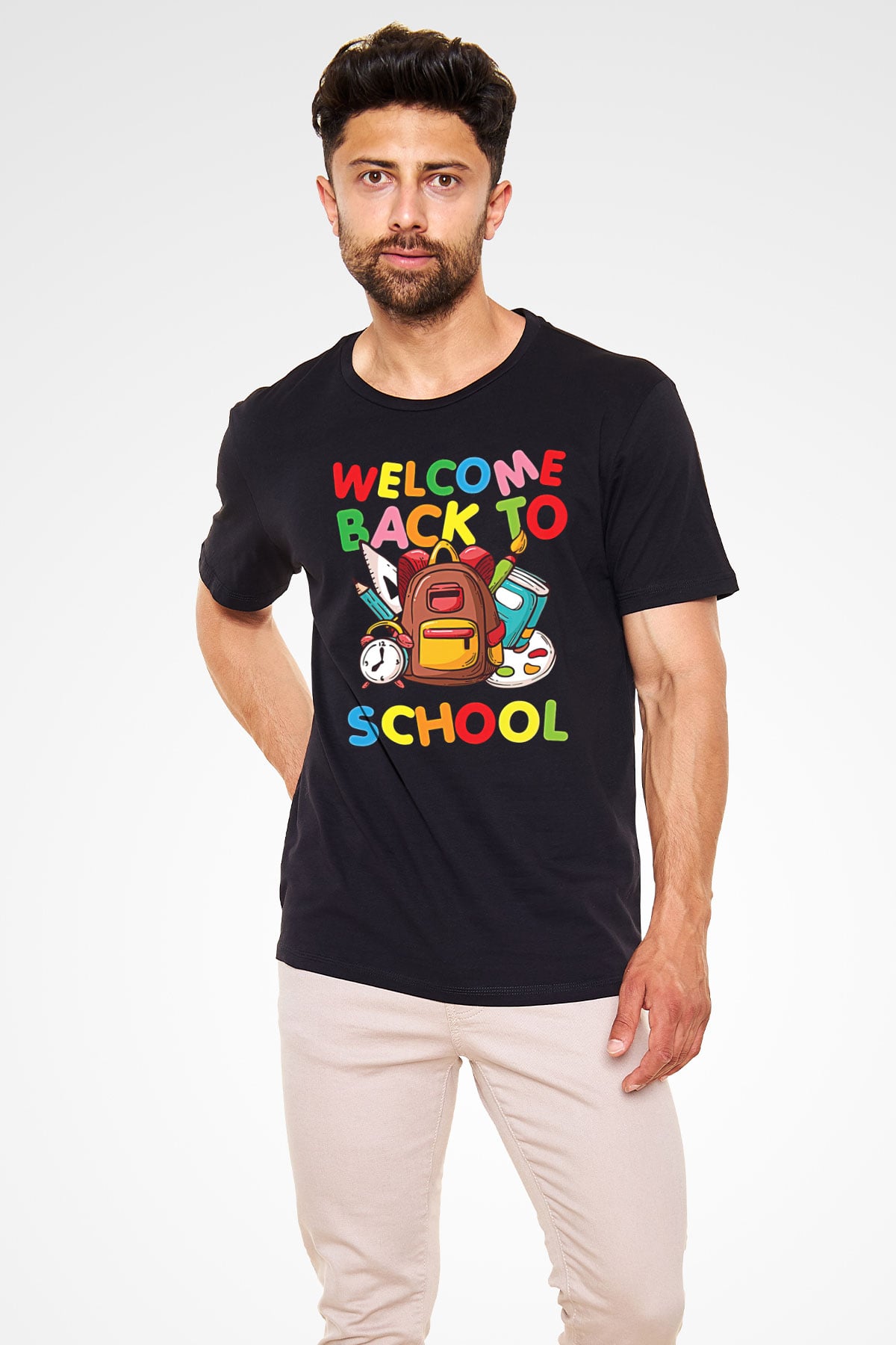 Öğretmenler Günü Baskılı Unisex Siyah Tişört - Tshirt