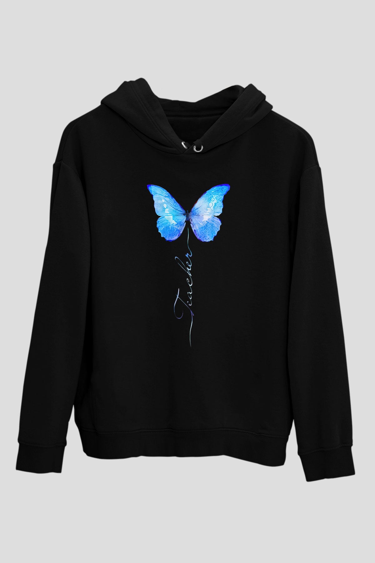 Öğretmenler Günü Baskılı Unisex Siyah Hoodie