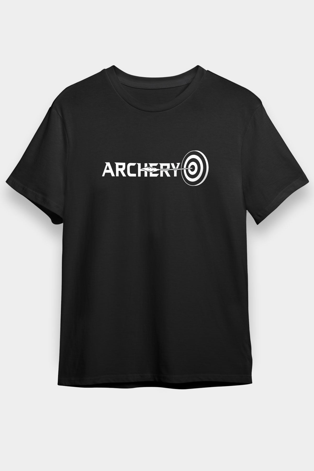 Okçuluk - Archery Baskılı Unisex Siyah Tişört - Tshirt