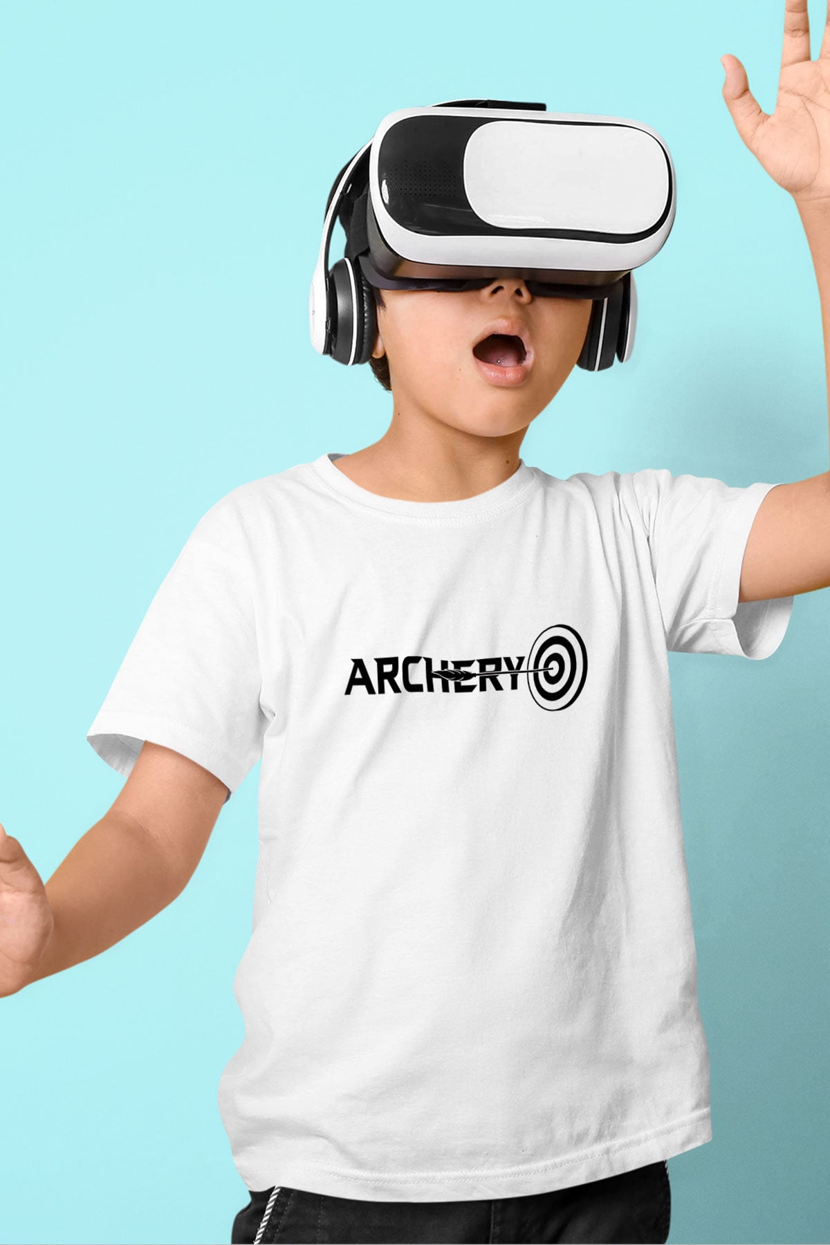 Okçuluk Baskılı Unisex Beyaz Çocuk Tişört - Tshirt