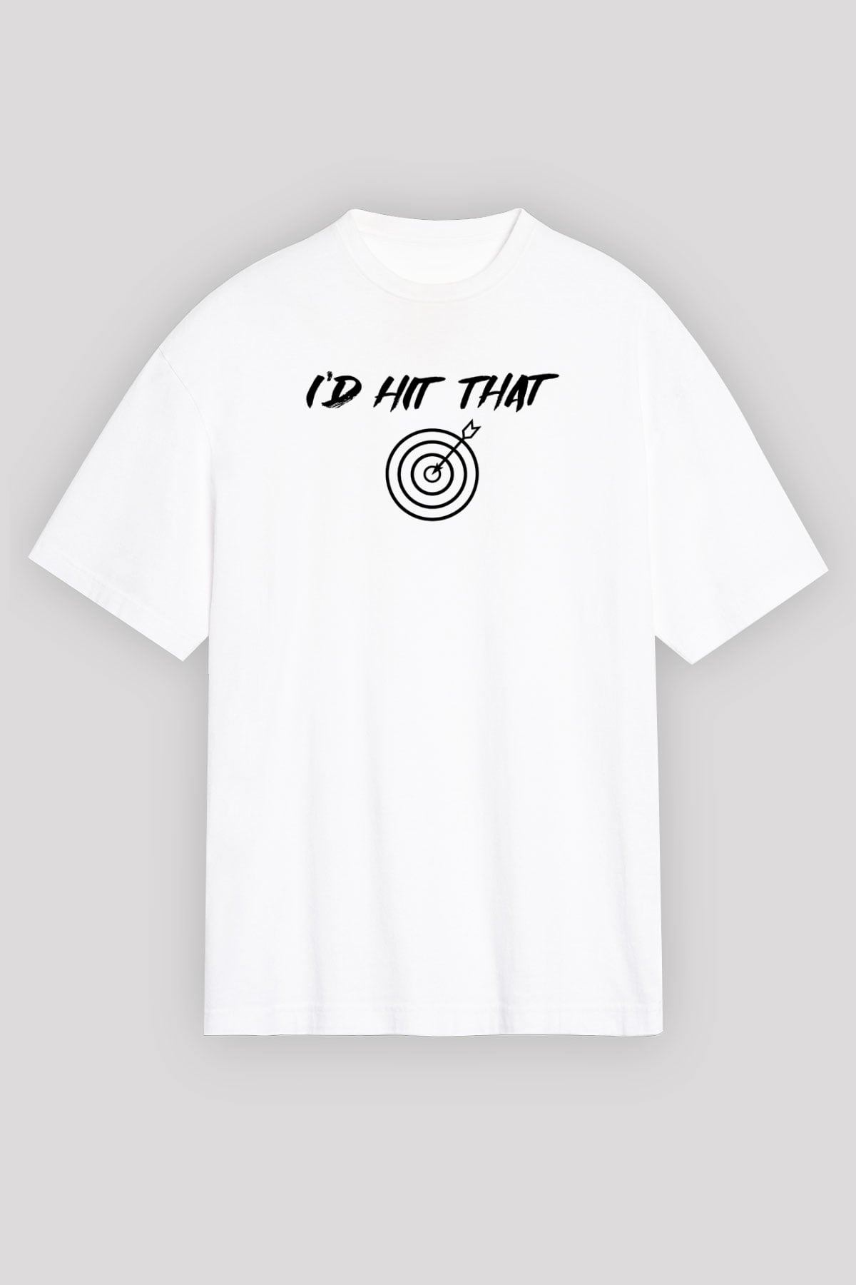 Okçuluk Baskılı Unisex Beyaz Oversize Tişört - Tshirt