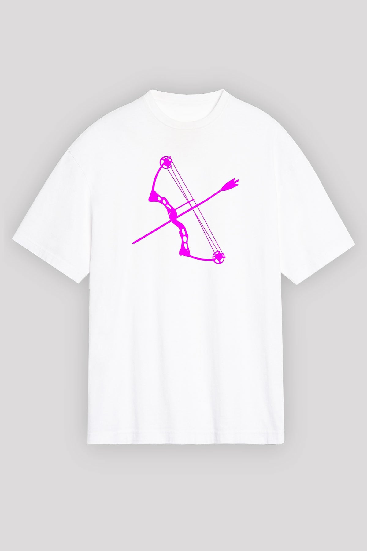Okçuluk Baskılı Unisex Beyaz Oversize Tişört - Tshirt
