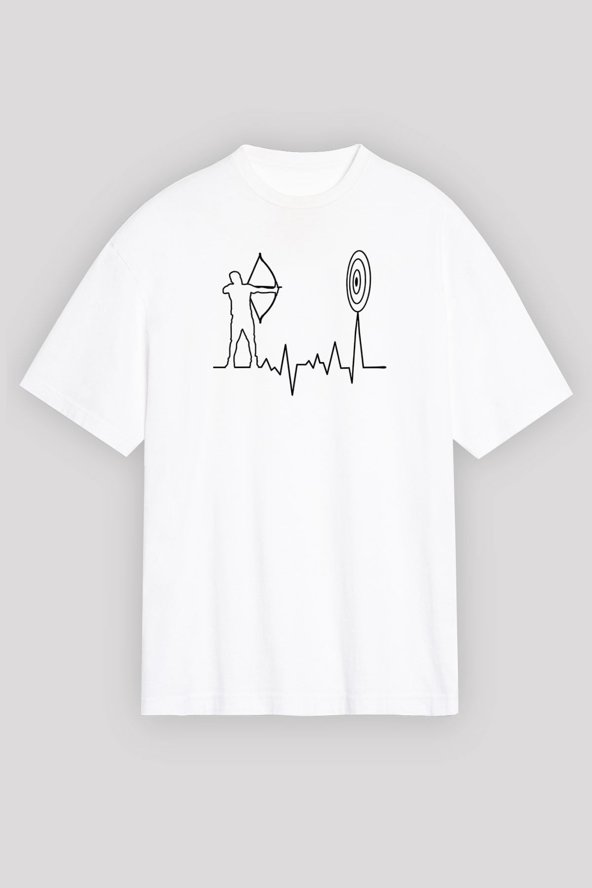 Okçuluk Baskılı Unisex Beyaz Oversize Tişört - Tshirt