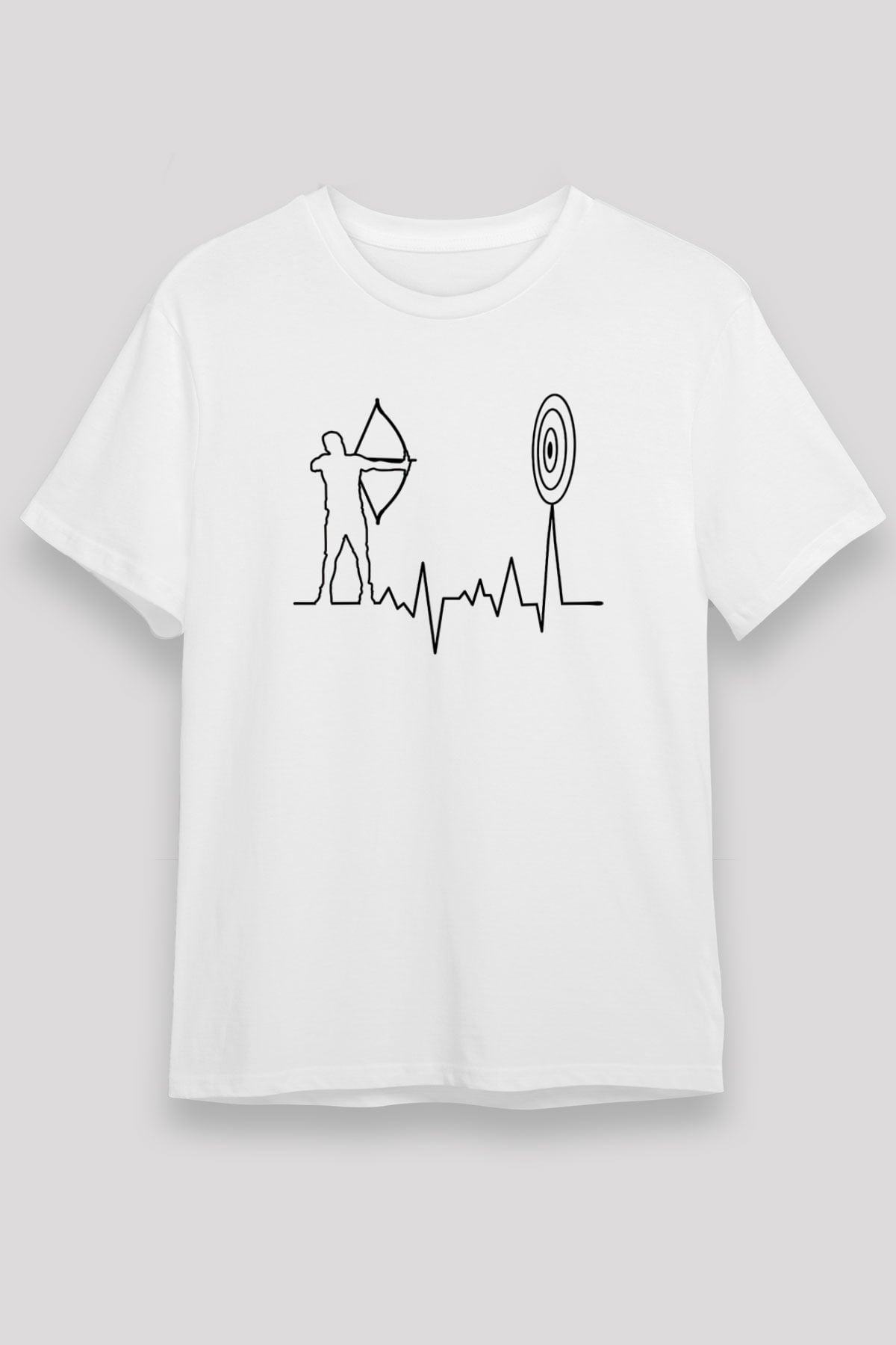 Okçuluk Baskılı Unisex Beyaz Tişört - Tshirt