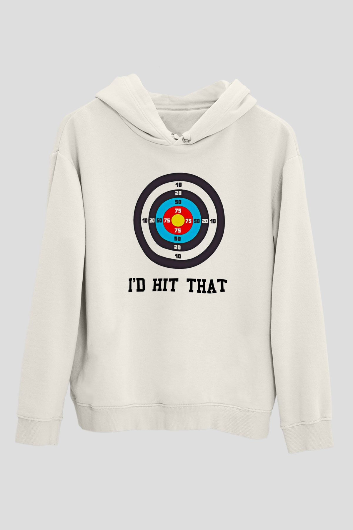 Okçuluk Baskılı Unisex Ekru Hoodie