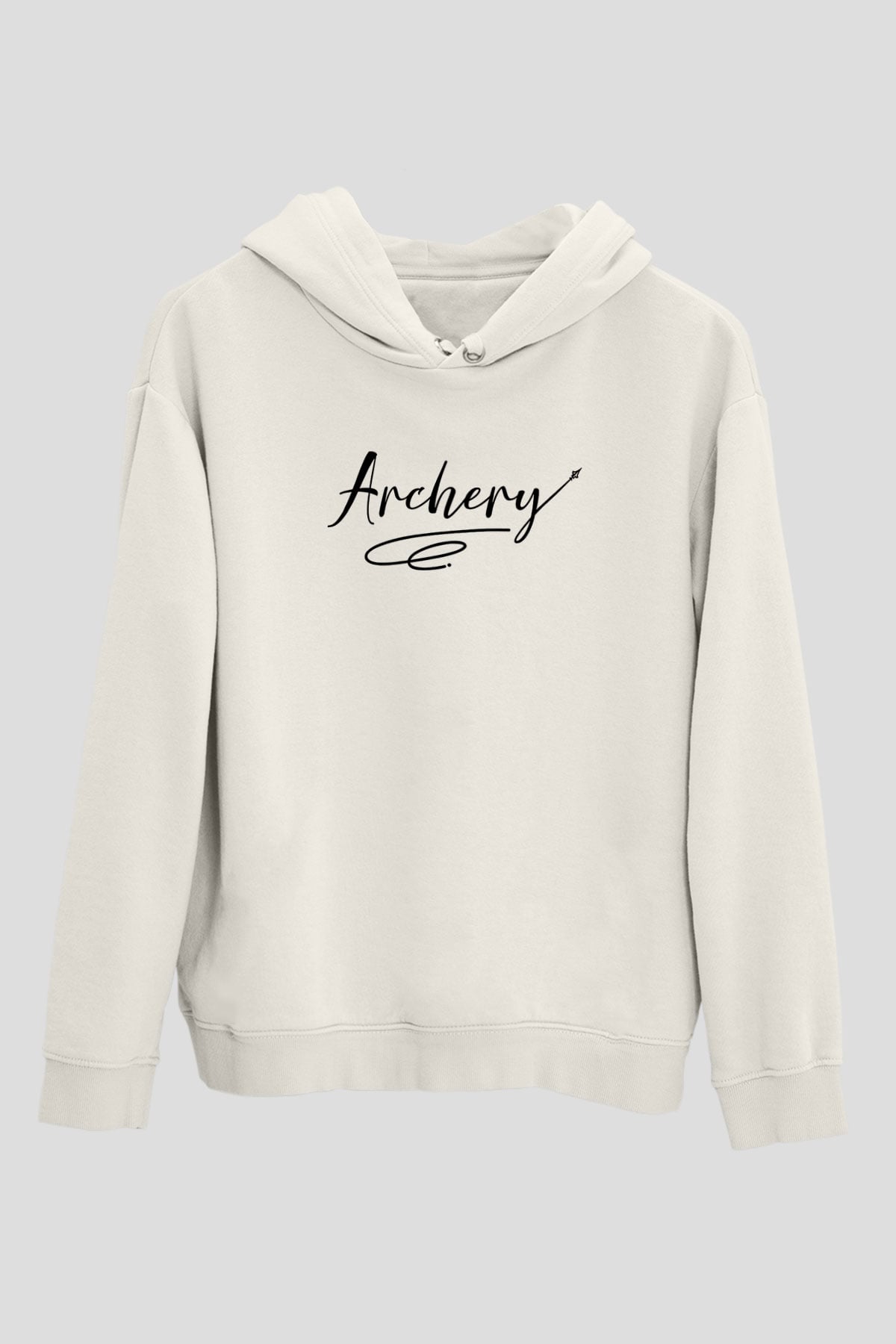 Okçuluk Baskılı Unisex Ekru Hoodie