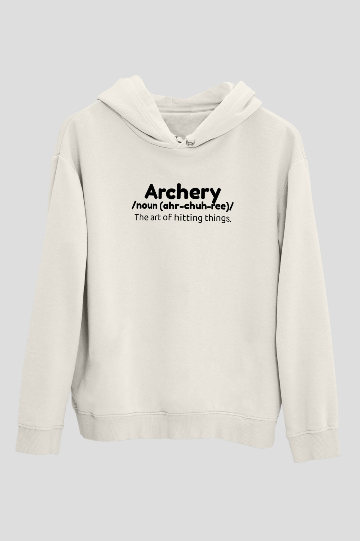 Okçuluk Baskılı Unisex Ekru Hoodie