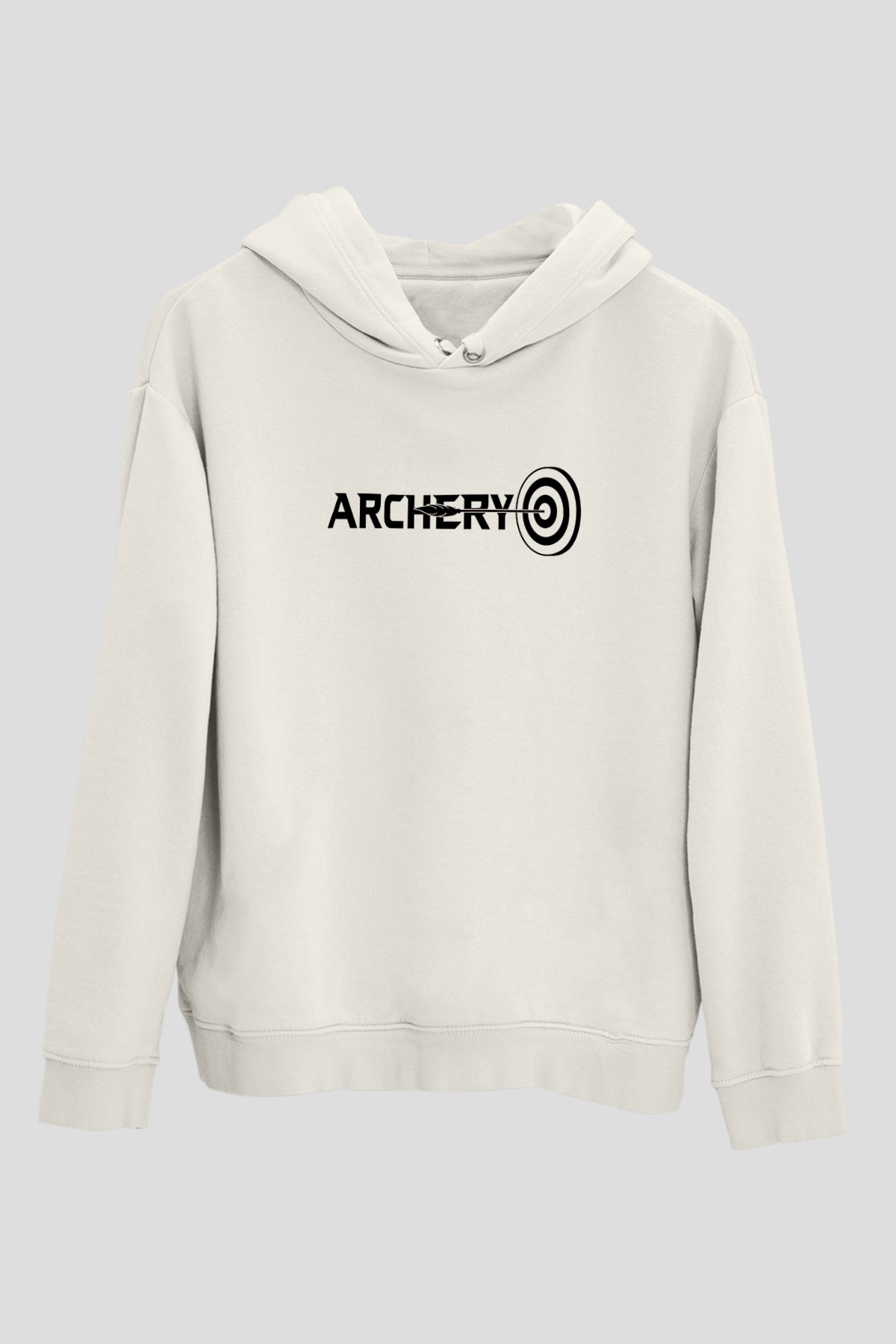 Okçuluk Baskılı Unisex Ekru Hoodie