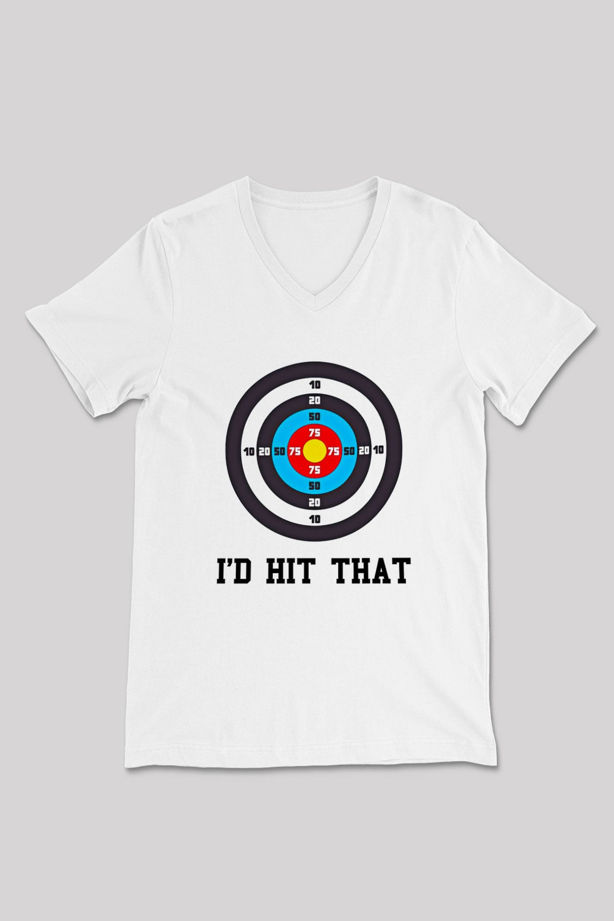 Okçuluk Baskılı Unisex V Yaka Tişört - Tshirt