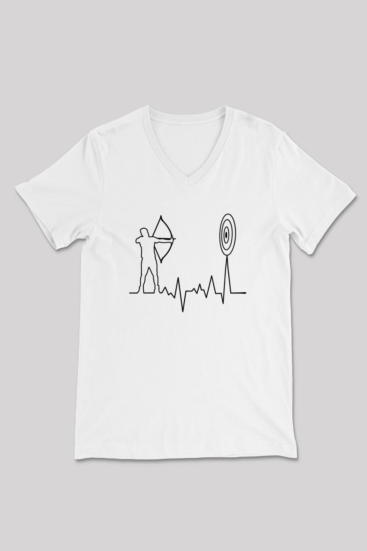 Okçuluk Baskılı Unisex V Yaka Tişört - Tshirt